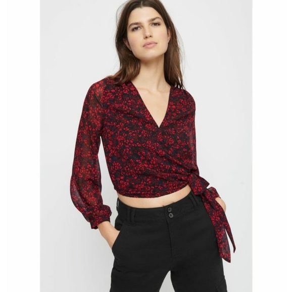 Dynamite Tops - Dynamite Long Sleeve Floral Wrap Top
